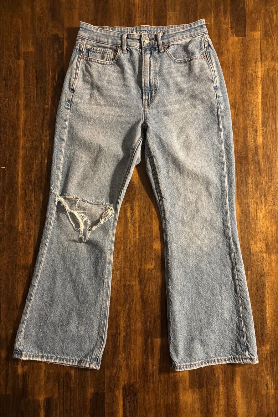 American Eagle Women’s 6 Short 90's Flare Highest Rise 100% Cotton Denim